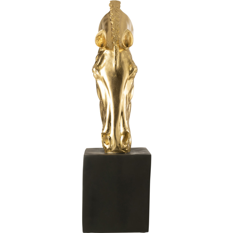 Grande Statue déco moderne Tête de cheval Hauteur 95 cm en Résine Doré Noir Jazz - 2