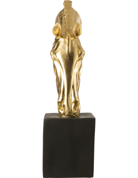 Grande Statue déco moderne Tête de cheval Hauteur 95 cm en Résine Doré Noir Jazz - 2