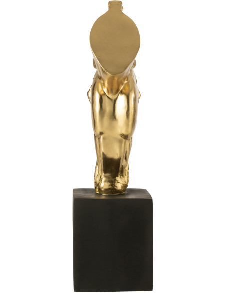 Grande Statue déco moderne Tête de cheval Hauteur 95 cm en Résine Doré Noir Jazz - 4