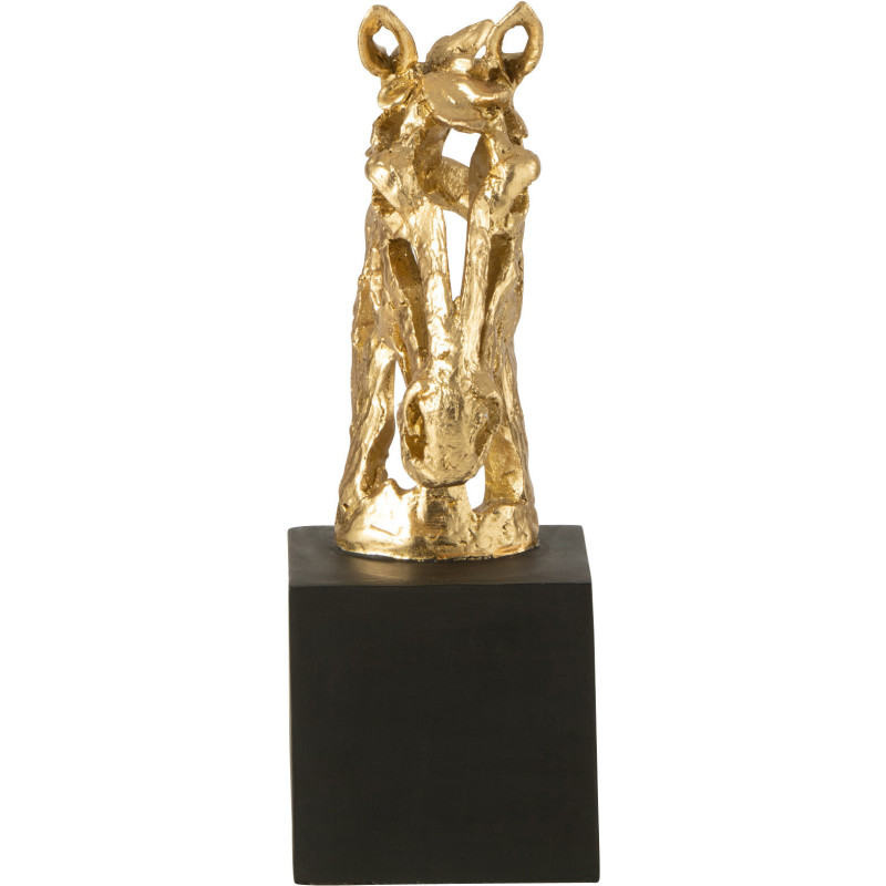 Statuette déco abstraite Tête de cheval Hauteur 26 cm en Résine Doré Noir Tonnerre - 3