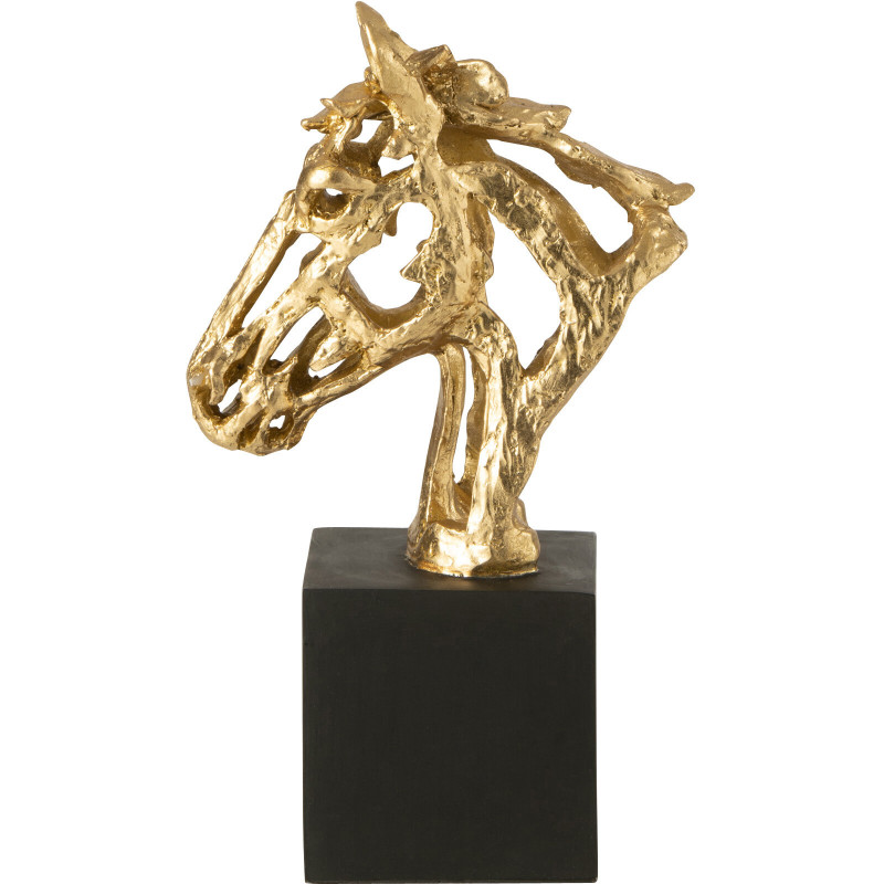 Statuette déco abstraite Tête de cheval Hauteur 26 cm en Résine Doré Noir Tonnerre - 4