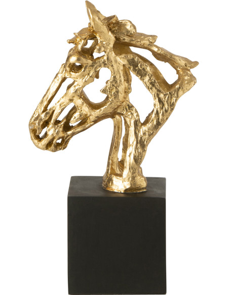 Statuette déco abstraite Tête de cheval Hauteur 26 cm en Résine Doré Noir Tonnerre - 4