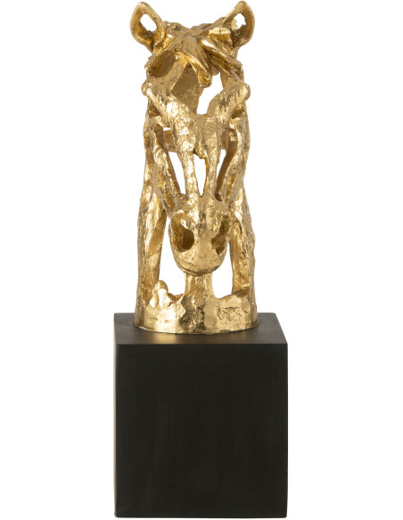 Statue déco abstraite Tête de cheval Hauteur 40 cm en Résine Doré Noir Tonnerre - 3