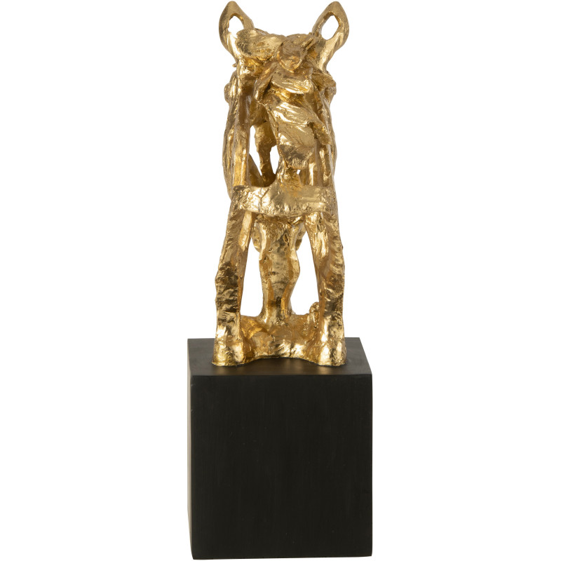 Statue déco abstraite Tête de cheval Hauteur 40 cm en Résine Doré Noir Tonnerre - 5
