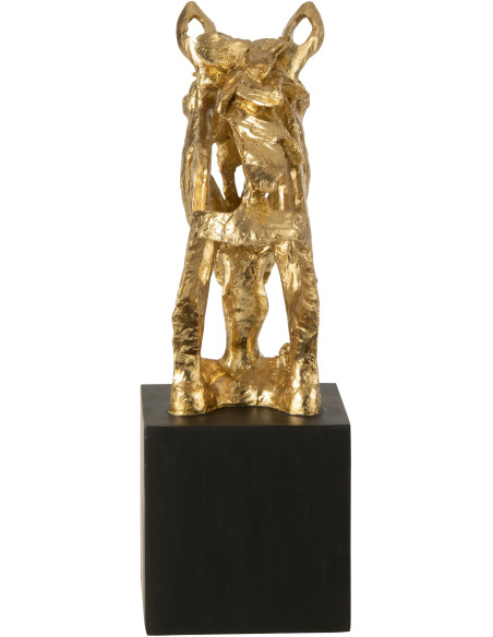 Statue déco abstraite Tête de cheval Hauteur 40 cm en Résine Doré Noir Tonnerre - 5