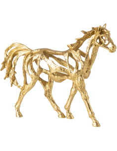 Statue déco abstraite Cheval Hauteur 36 cm en Résine Doré Tonnerre - 1