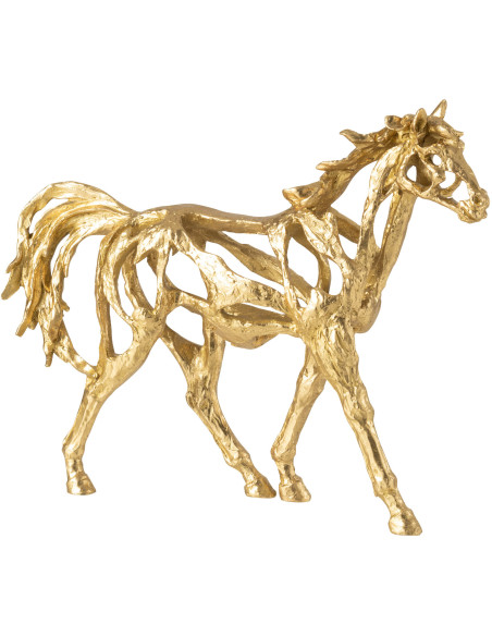 Statue déco abstraite Cheval Hauteur 36 cm en Résine Doré Tonnerre - 1