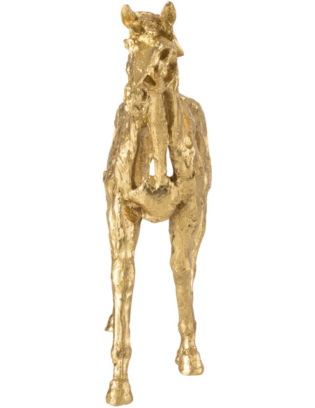 Statue déco abstraite Cheval Hauteur 36 cm en Résine Doré Tonnerre - 2