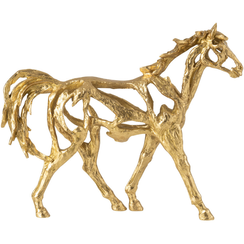 Statue déco abstraite Cheval Hauteur 36 cm en Résine Doré Tonnerre - 3