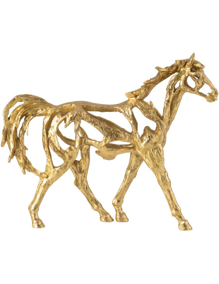 Statue déco abstraite Cheval Hauteur 36 cm en Résine Doré Tonnerre - 3