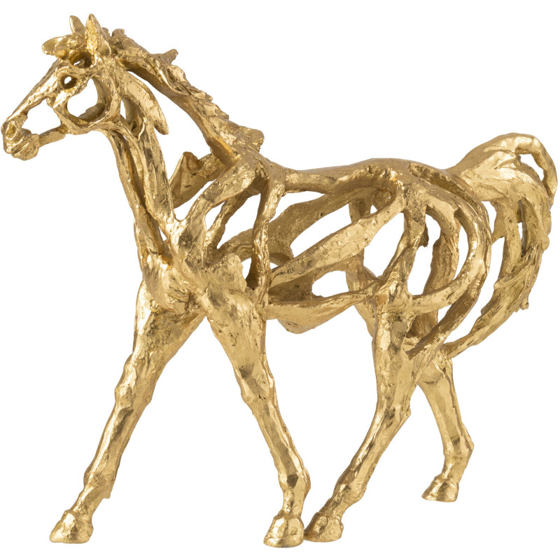 Statue déco abstraite Cheval Hauteur 36 cm en Résine Doré Tonnerre - 5