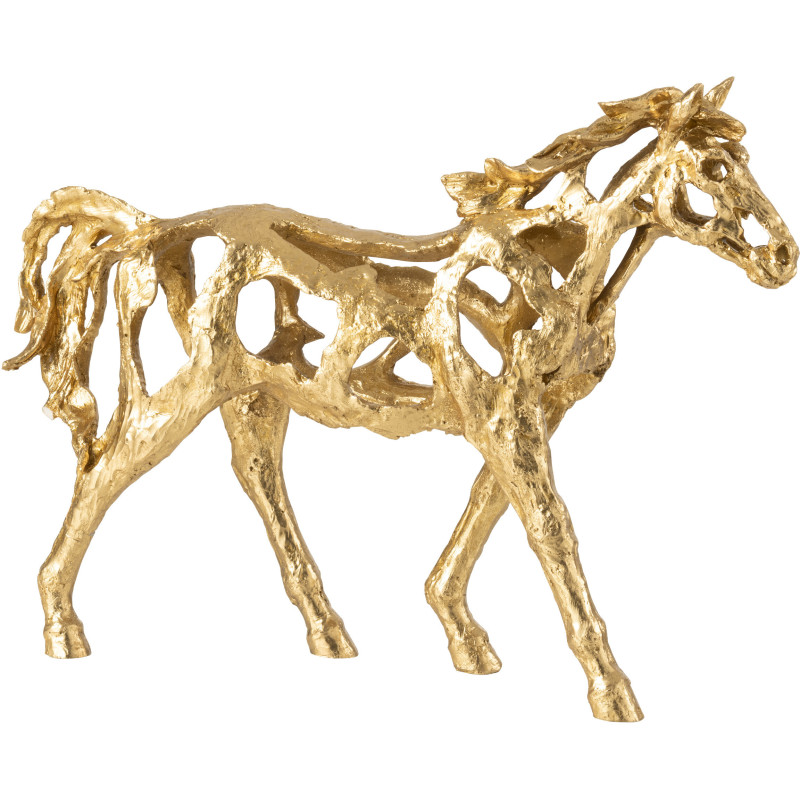 Grande Statue déco abstraite Cheval Hauteur 43 cm en Résine Doré Tonnerre - 1