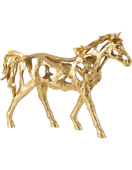 Grande Statue déco abstraite Cheval Hauteur 43 cm en Résine Doré Tonnerre - 1
