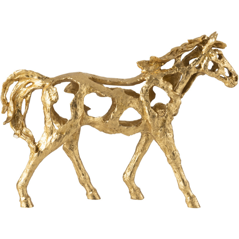Grande Statue déco abstraite Cheval Hauteur 43 cm en Résine Doré Tonnerre - 2