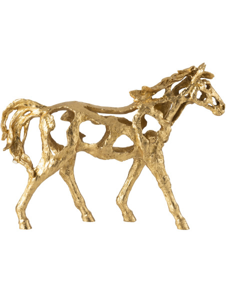 Grande Statue déco abstraite Cheval Hauteur 43 cm en Résine Doré Tonnerre - 2