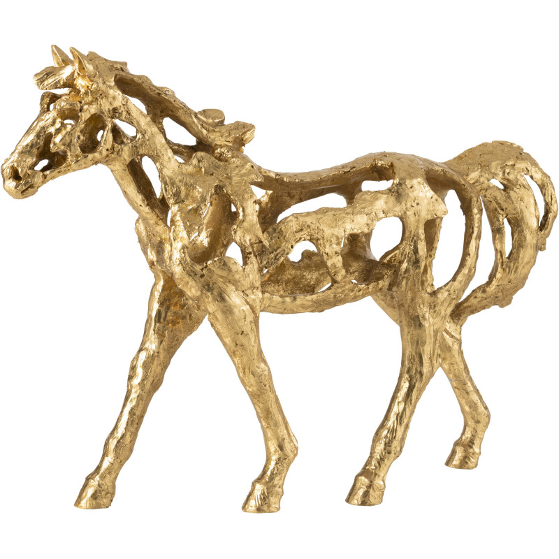 Grande Statue déco abstraite Cheval Hauteur 43 cm en Résine Doré Tonnerre - 4