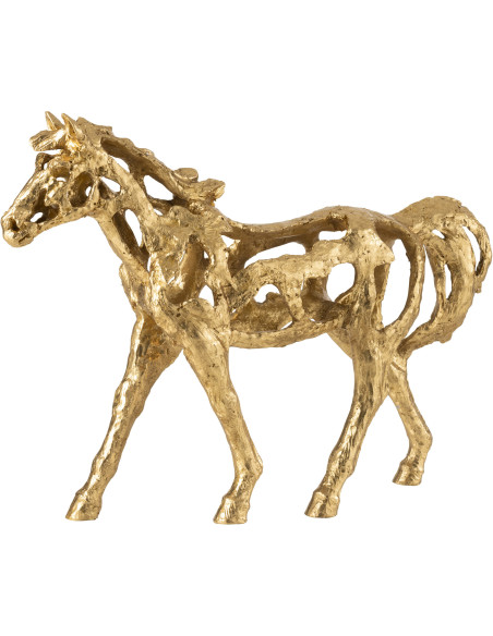Grande Statue déco abstraite Cheval Hauteur 43 cm en Résine Doré Tonnerre - 4