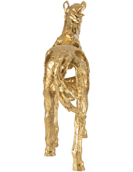 Grande Statue déco abstraite Cheval Hauteur 43 cm en Résine Doré Tonnerre - 5