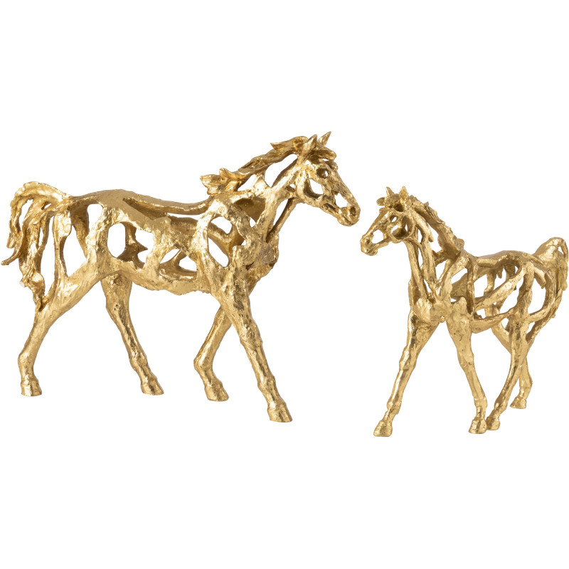 Grande Statue déco abstraite Cheval Hauteur 43 cm en Résine Doré Tonnerre - 6