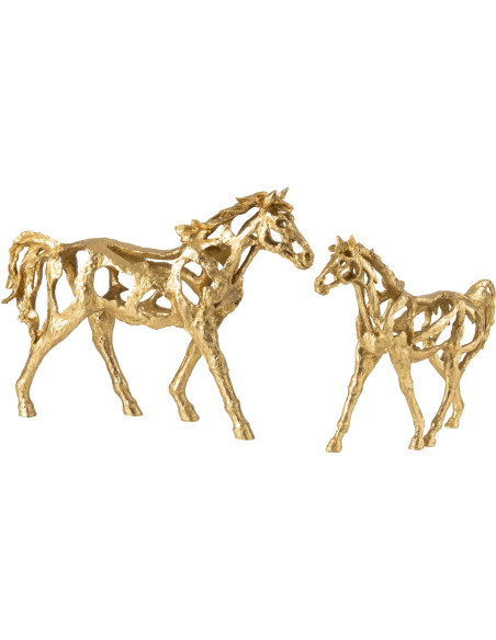 Grande Statue déco abstraite Cheval Hauteur 43 cm en Résine Doré Tonnerre - 6