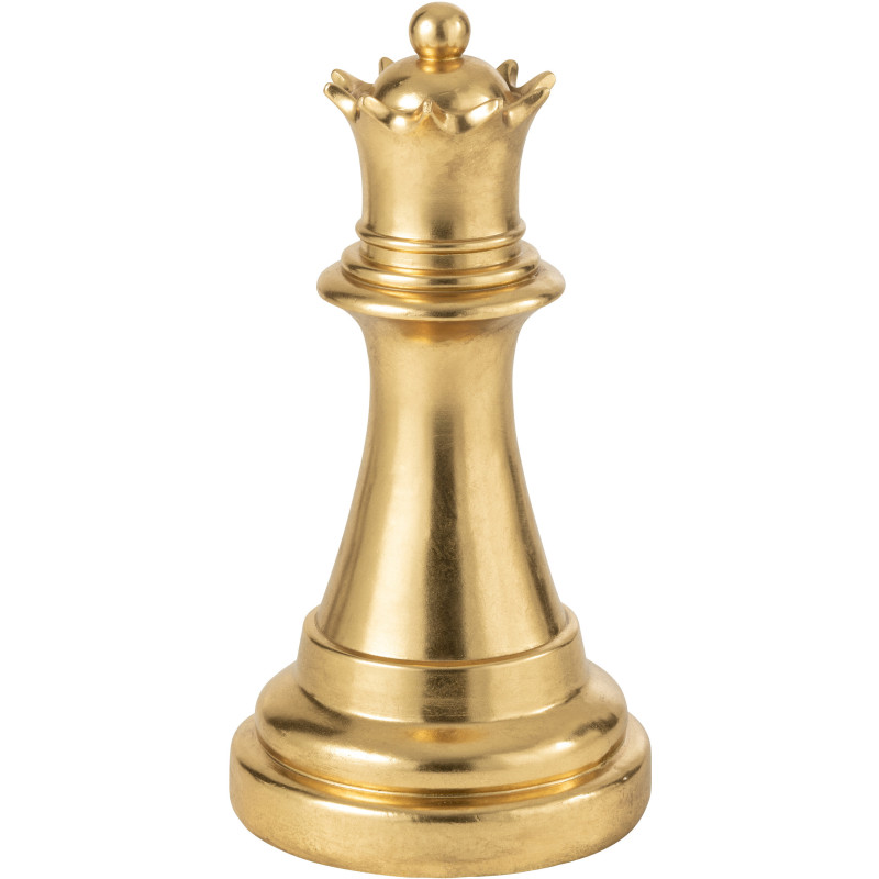 Grande Statue moderne Pièce d'échecs Reine Hauteur 70 cm en Résine Doré Majesty J-Line - 1