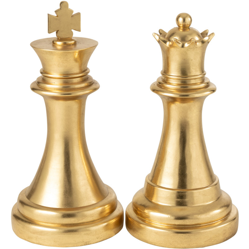 Grande Statue moderne Pièce d'échecs Reine Hauteur 70 cm en Résine Doré Majesty J-Line - 3
