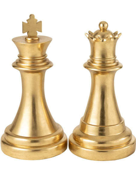 Grande Statue moderne Pièce d'échecs Reine Hauteur 70 cm en Résine Doré Majesty J-Line - 3