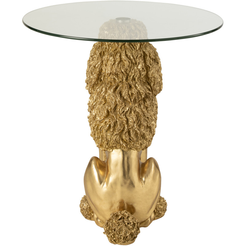 Table d'appoint originale chien Caniche Ronde en Résine Doré Verre Transparent Daisy - 4