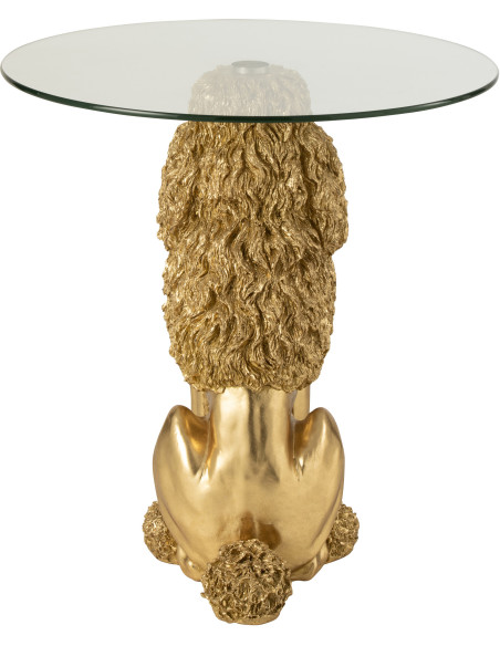 Table d'appoint originale chien Caniche Ronde en Résine Doré Verre Transparent Daisy - 4