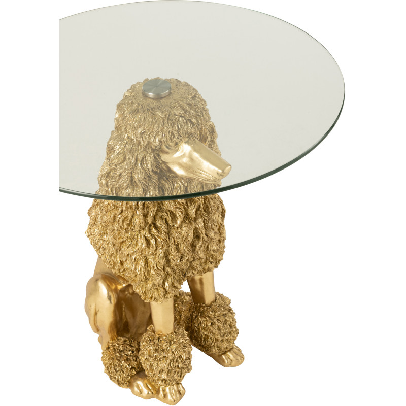 Table d'appoint originale chien Caniche Ronde en Résine Doré Verre Transparent Daisy - 5