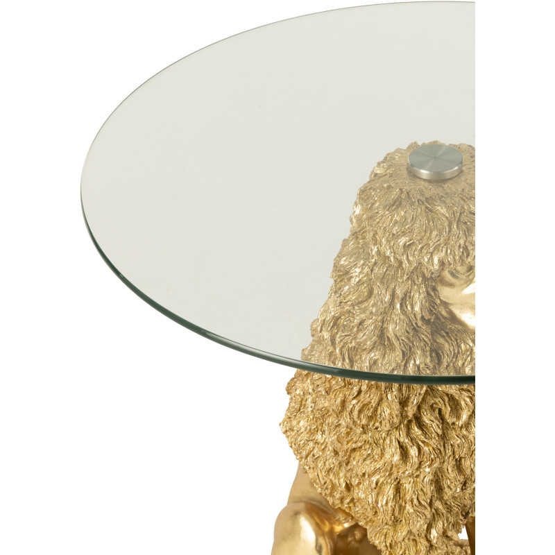 Table d'appoint originale chien Caniche Ronde en Résine Doré Verre Transparent Daisy - 6