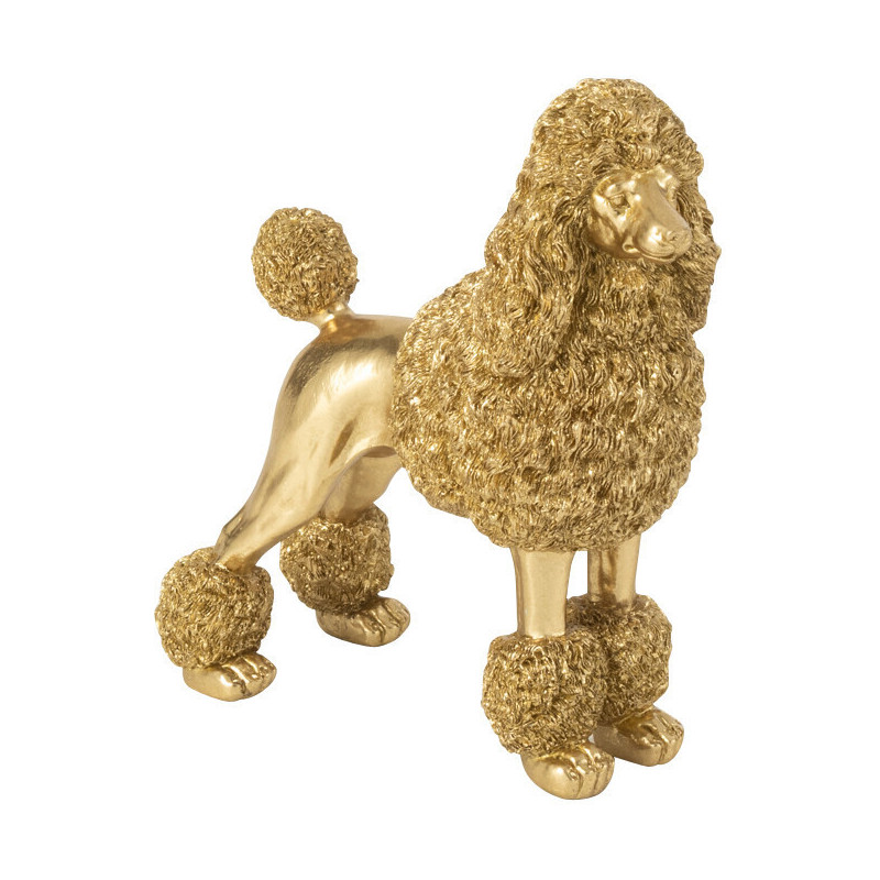 Statuette déco original chien Caniche Hauteur 26 cm en Résine Doré Daisy - 1