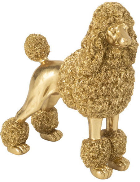 Statuette déco original chien Caniche Hauteur 26 cm en Résine Doré Daisy - 1