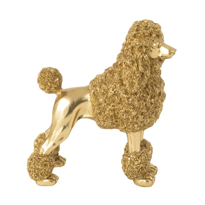 Statuette déco original chien Caniche Hauteur 26 cm en Résine Doré Daisy - 2
