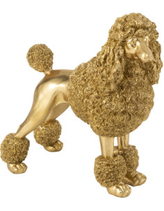 Statue déco original chien Caniche Hauteur 34 cm en Résine Doré Daisy - 1