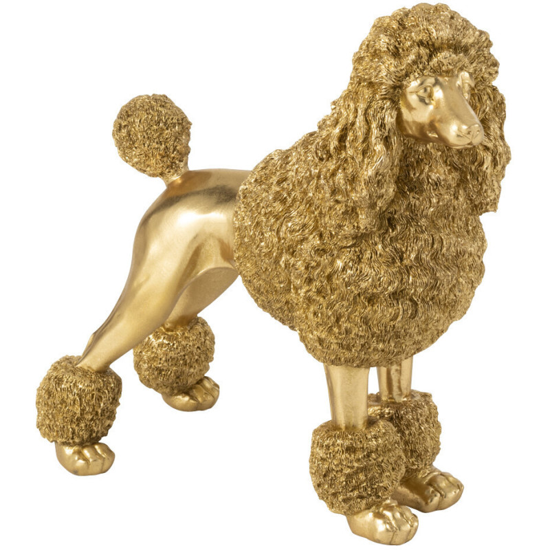 Statue déco original chien Caniche Hauteur 34 cm en Résine Doré Daisy - 1