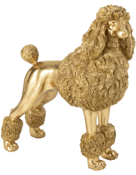 Grande Statue déco original chien Caniche Hauteur 66 cm en Résine Doré Daisy - 1