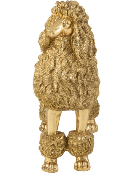 Grande Statue déco original chien Caniche Hauteur 66 cm en Résine Doré Daisy - 3