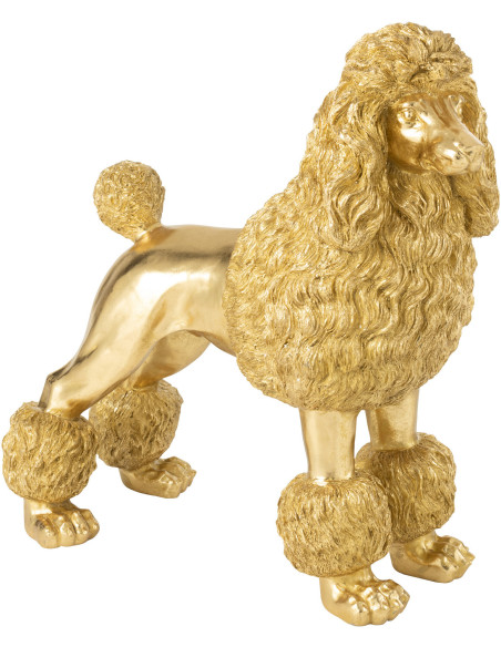 Grande Statue déco original XL chien Caniche Hauteur 79 cm en Résine Doré Daisy - 1