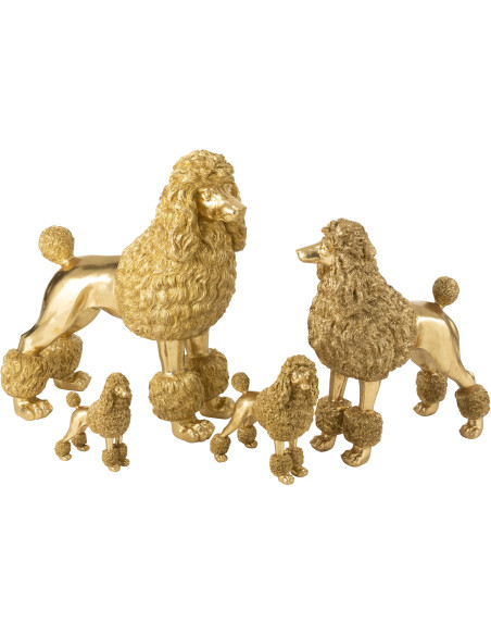 Grande Statue déco original XL chien Caniche Hauteur 79 cm en Résine Doré Daisy - 7