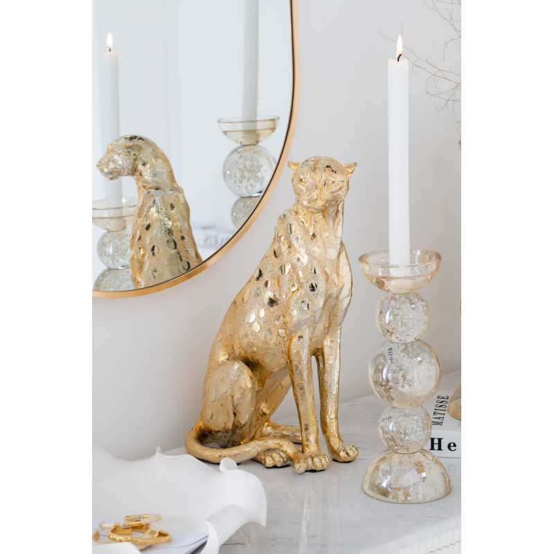 Statue déco moderne Léopard Hauteur 37 cm en Résine Doré Mojo - 2