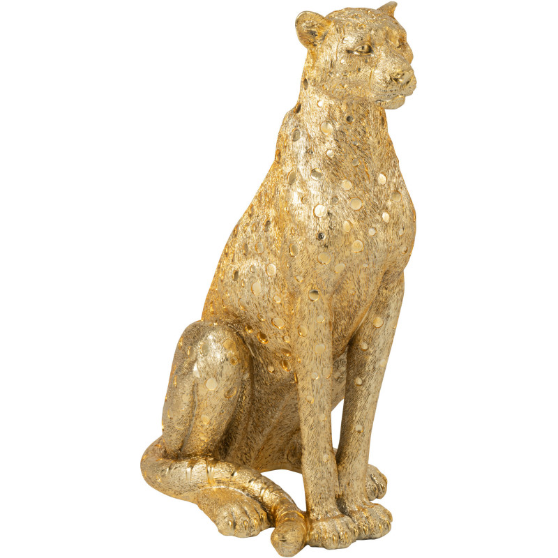 Grande Statue déco moderne Léopard Hauteur 60 cm en Résine Doré Mojo - 1