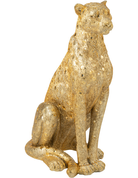 Grande Statue déco moderne Léopard Hauteur 60 cm en Résine Doré Mojo - 1
