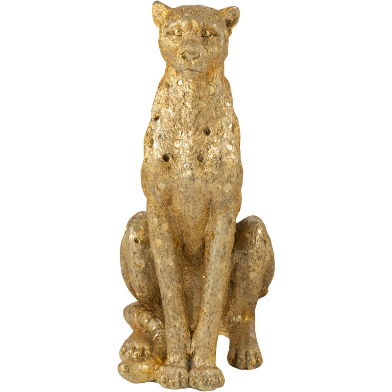 Grande Statue déco moderne Léopard Hauteur 60 cm en Résine Doré Mojo - 3