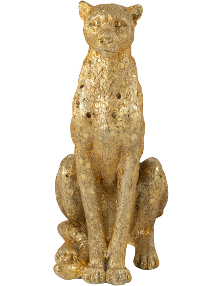 Grande Statue déco moderne Léopard Hauteur 60 cm en Résine Doré Mojo - 3