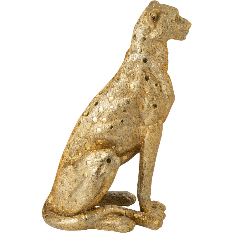 Grande Statue déco moderne Léopard Hauteur 60 cm en Résine Doré Mojo - 4