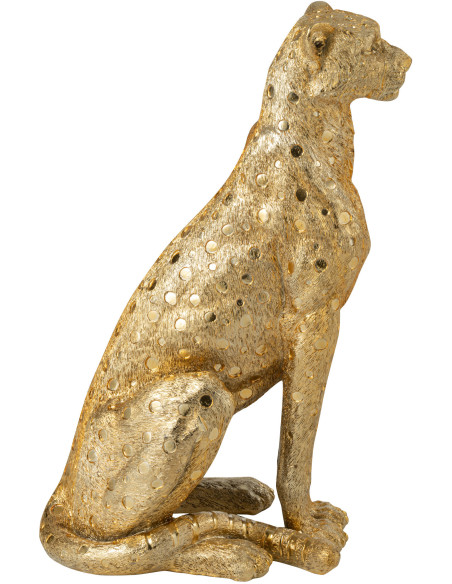 Grande Statue déco moderne Léopard Hauteur 60 cm en Résine Doré Mojo - 4