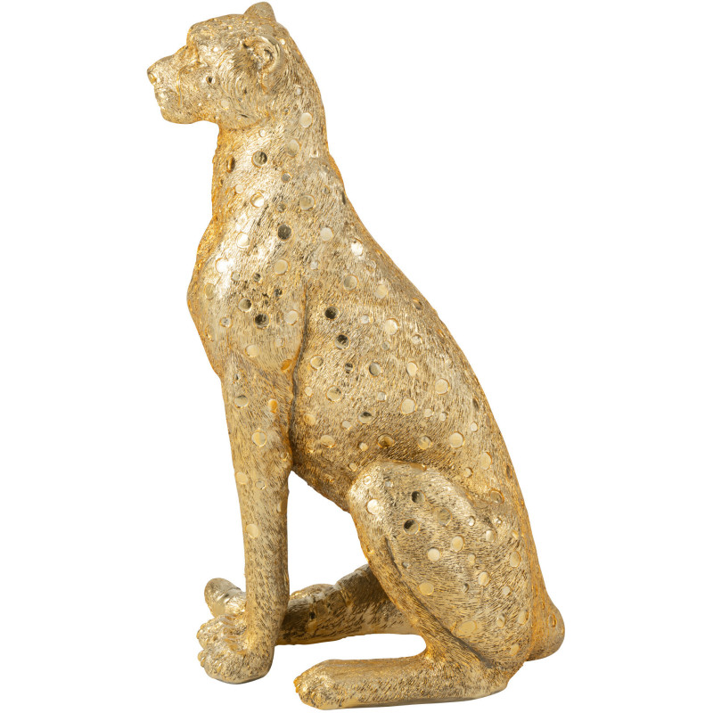 Grande Statue déco moderne Léopard Hauteur 60 cm en Résine Doré Mojo - 6