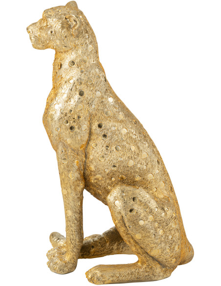 Grande Statue déco moderne Léopard Hauteur 60 cm en Résine Doré Mojo - 6