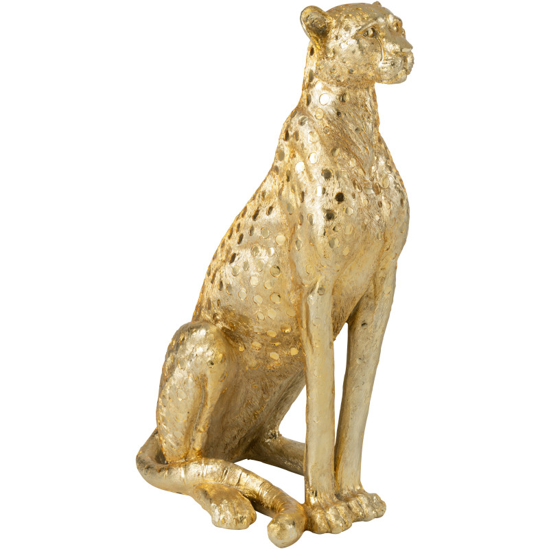 Grande Statue déco moderne XL Léopard Hauteur 88 cm en Résine Doré Mojo - 1